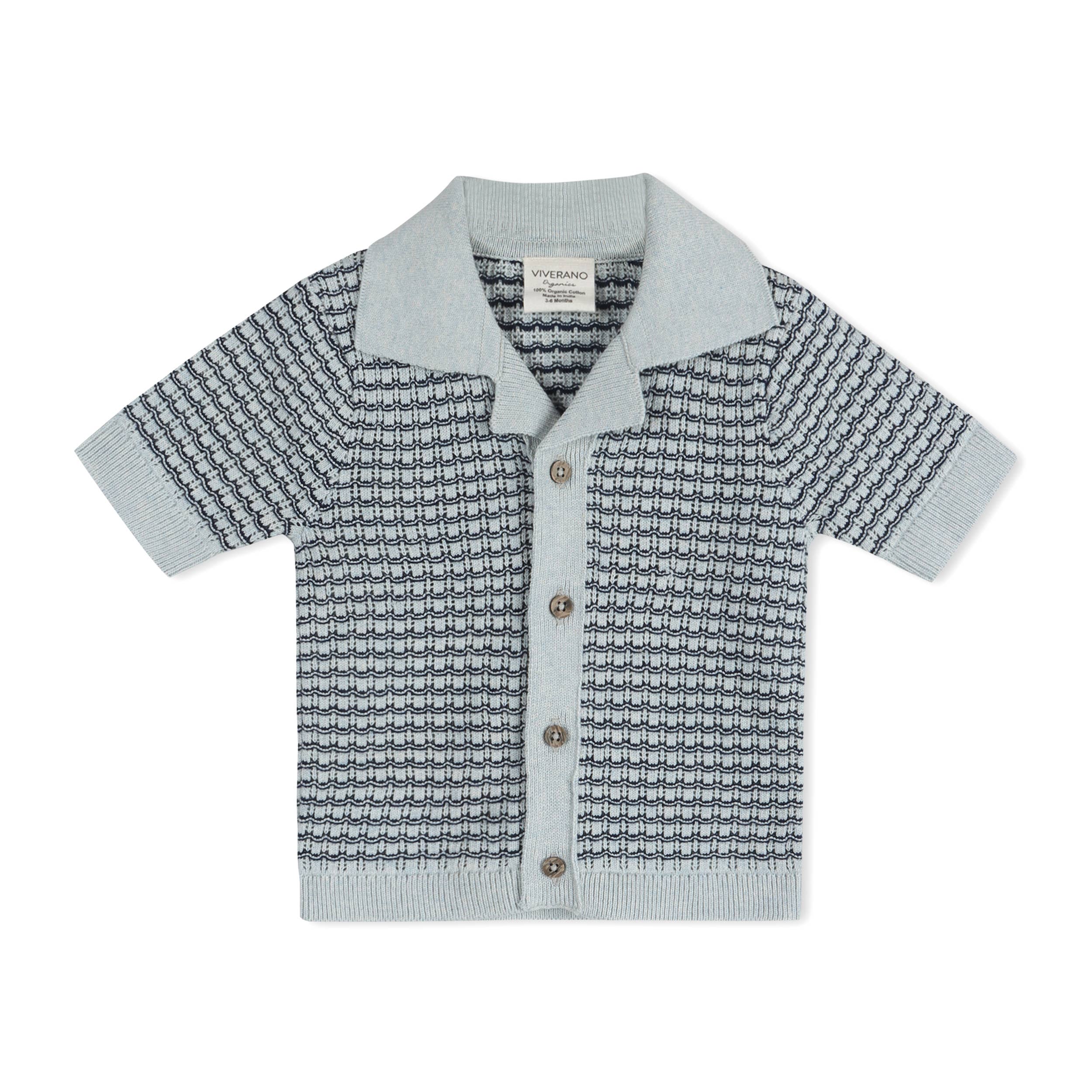 Miles Wave Textured Baby Shirt & Shorts Set (Organic Cotton)