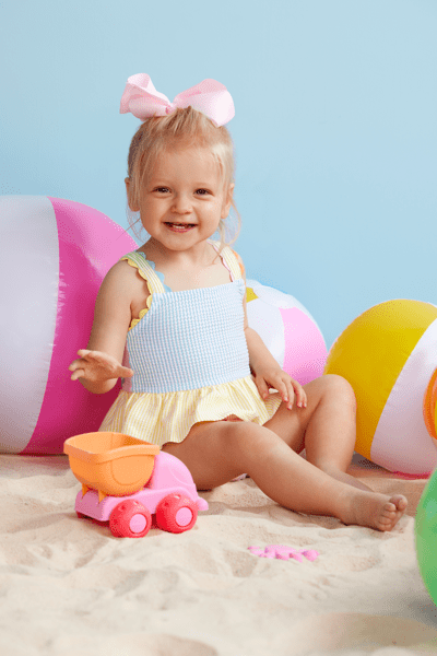 Girls' Seersucker Ric Rac Swimsuit