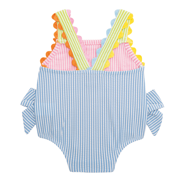 Seersucker Bow One Piece Swimsuit