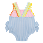Seersucker Bow One Piece Swimsuit