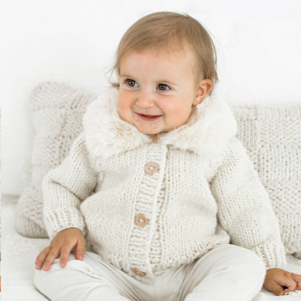 Fur Collar Natural Cardigan Sweater Baby & Toddler