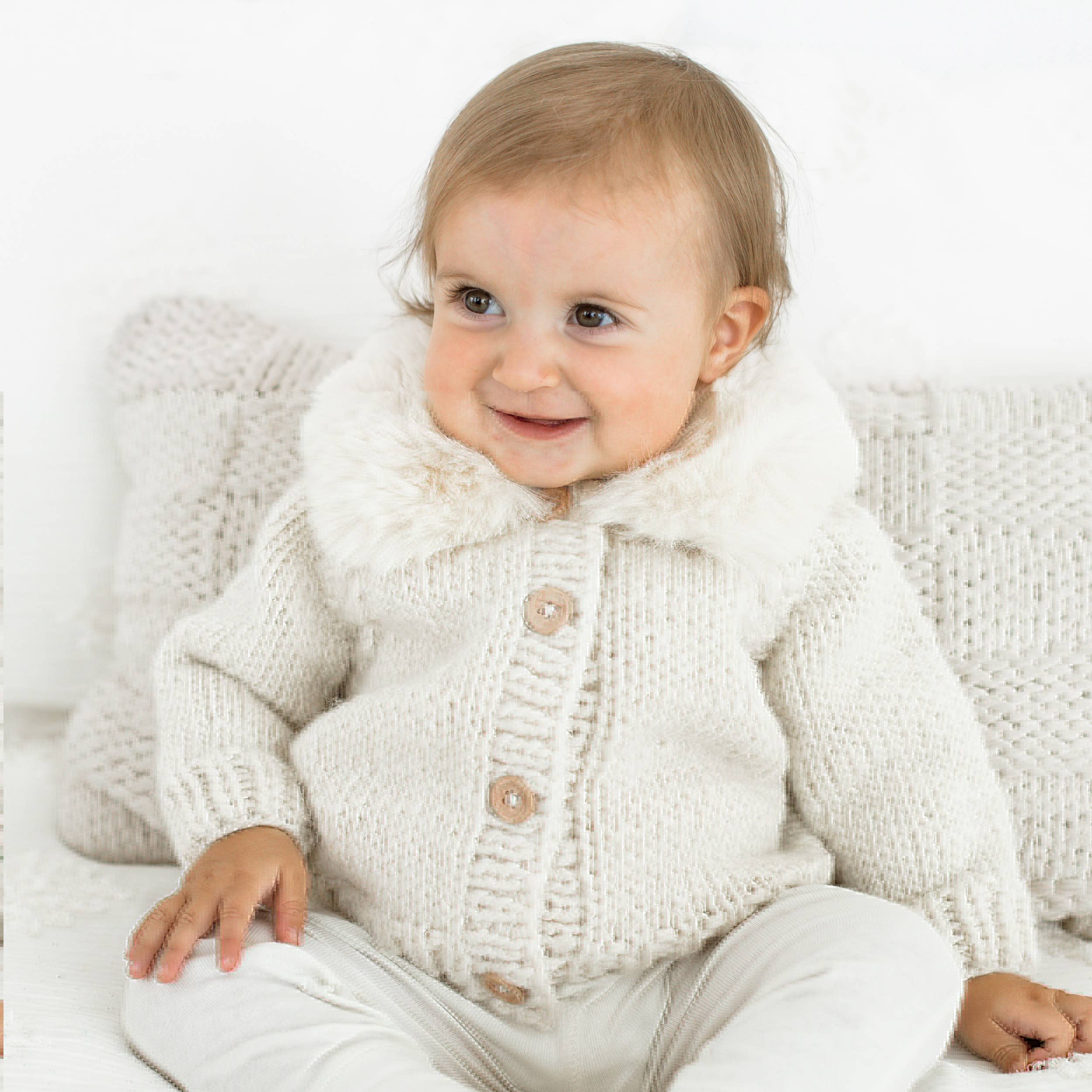 Fur Collar Natural Cardigan Sweater Baby & Toddler