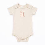 Hi. Embroidered Pecan Cotton Knit Onesie for Baby