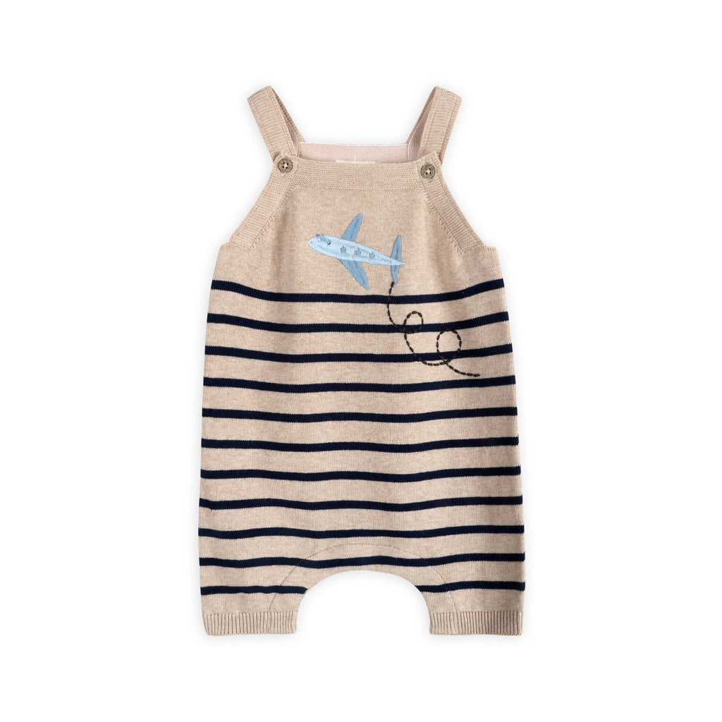 Airplane Stripe Embroidered Baby Knit Romper (Organic)