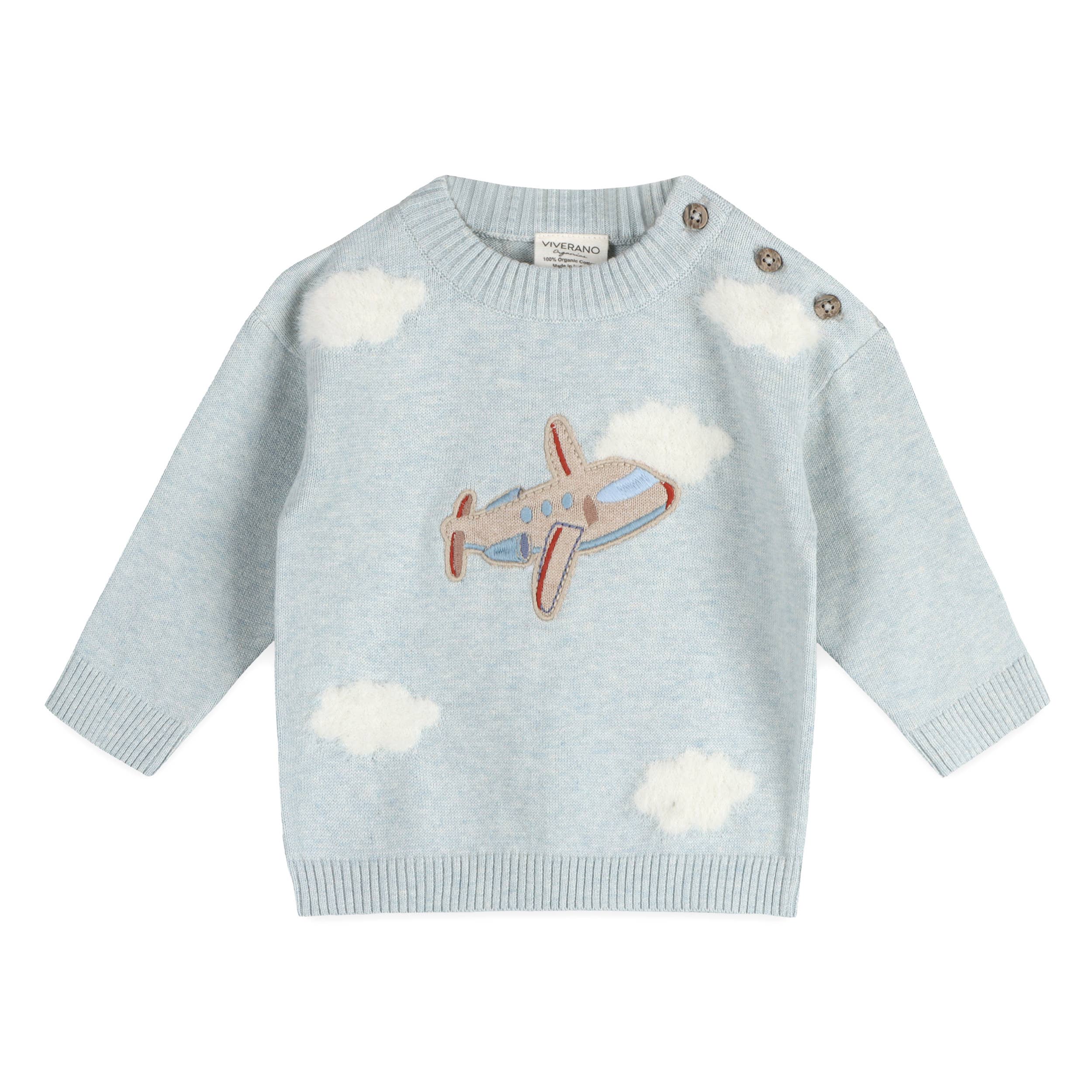 Airplane Applique Baby Knit Pullover & Pant Set (Organic)