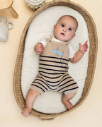 Airplane Stripe Embroidered Baby Knit Romper (Organic)