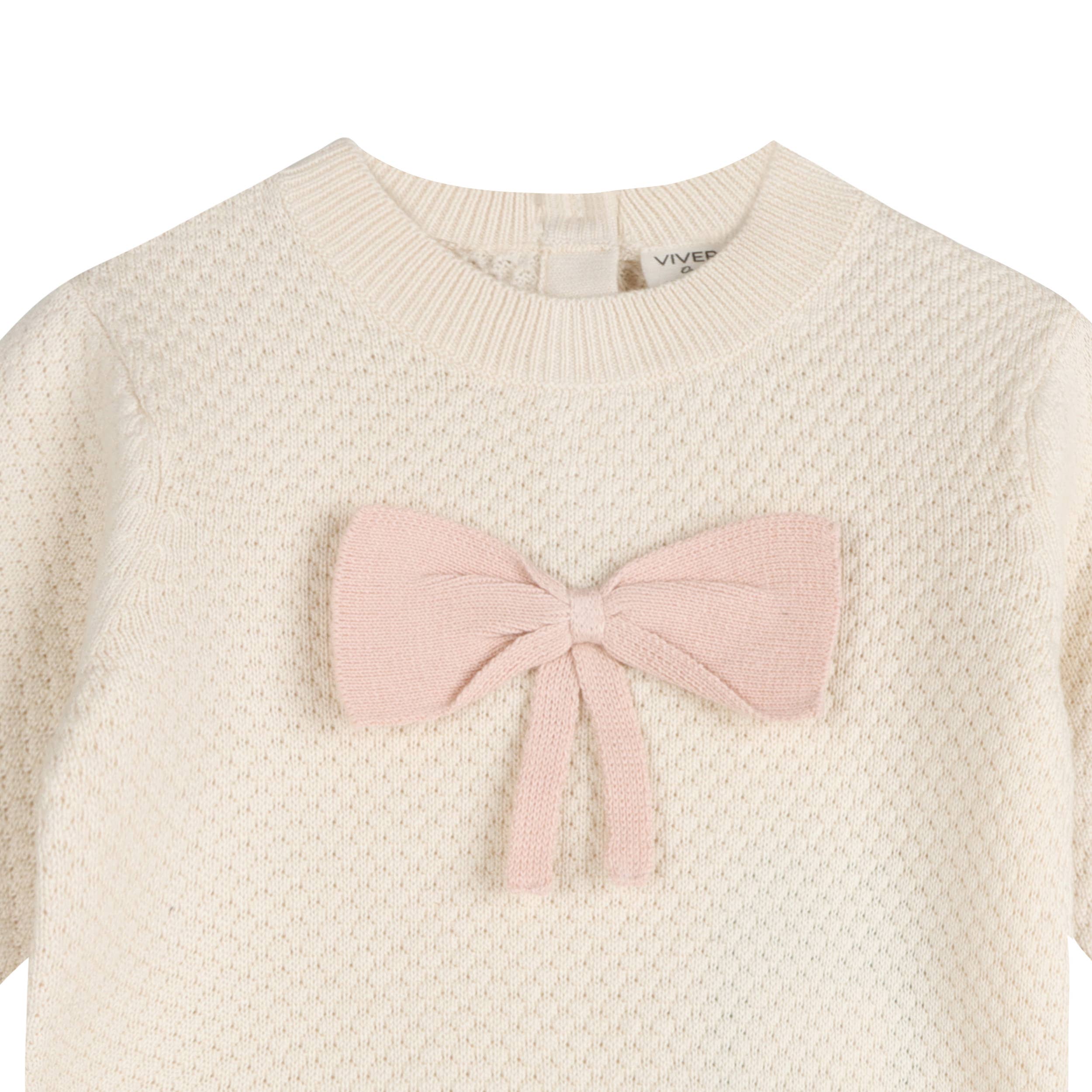 Ella Bow Knit Baby Pullover Sweater (Organic Cotton)