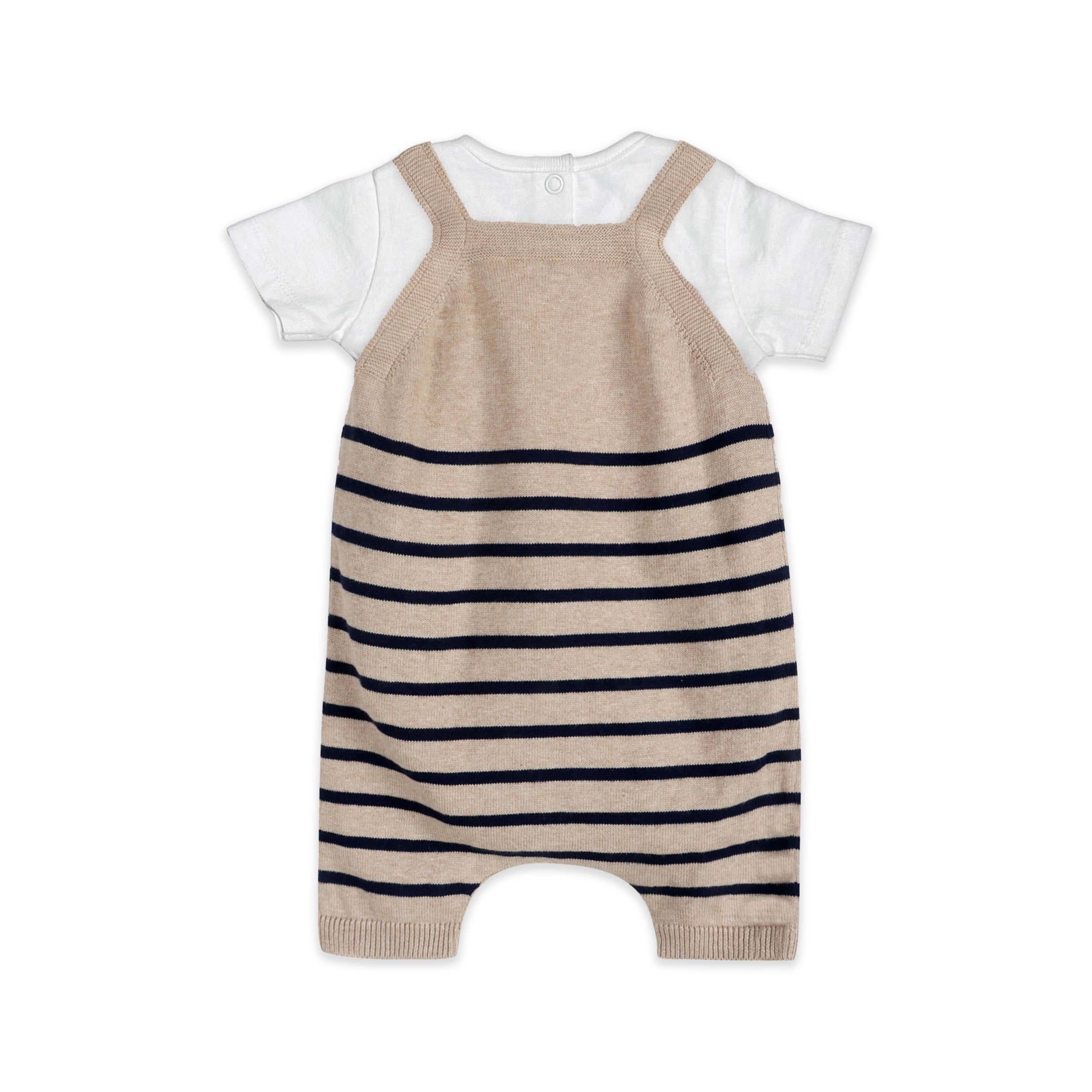 Airplane Stripe Embroidered Baby Knit Romper (Organic)