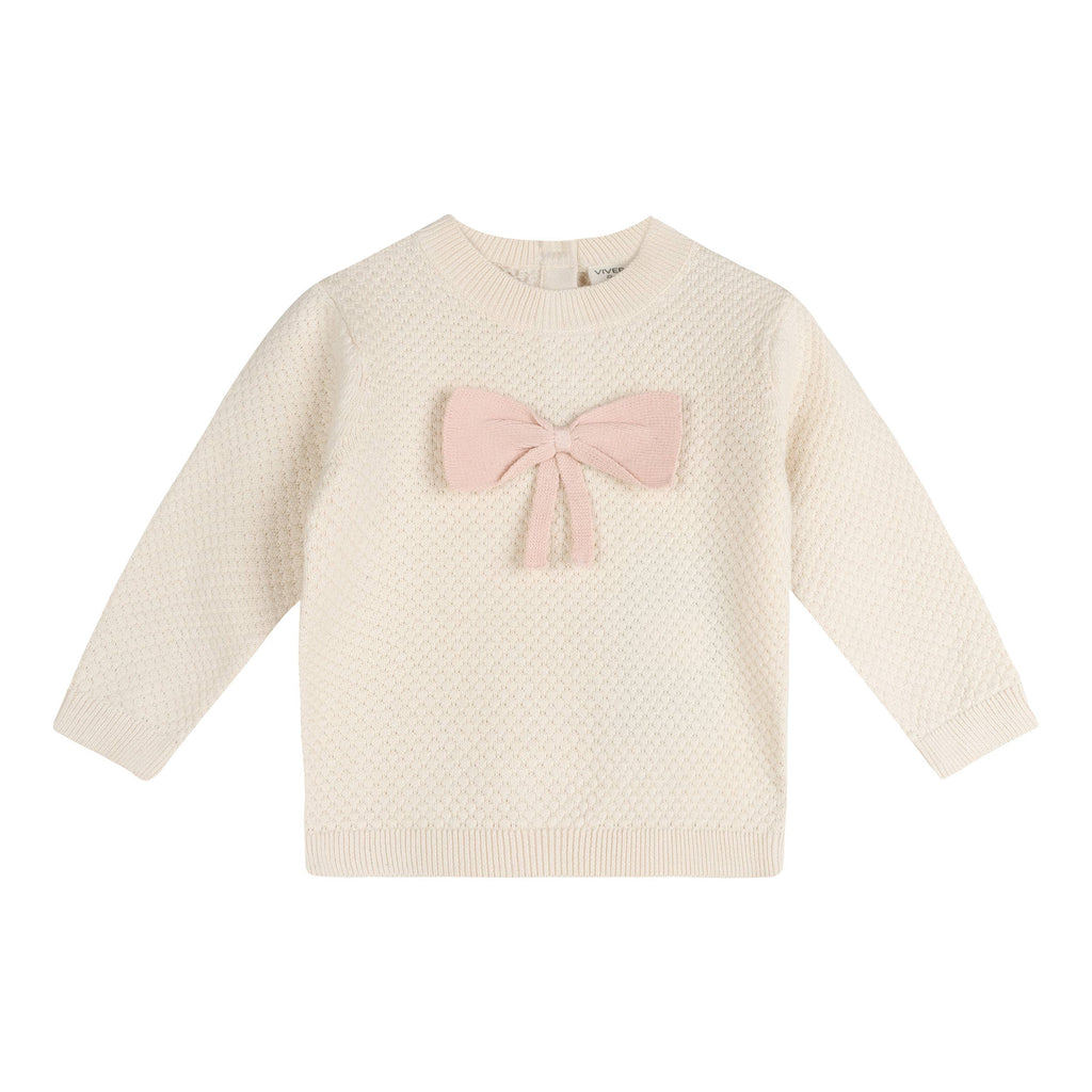 Ella Bow Knit Baby Pullover Sweater (Organic Cotton)