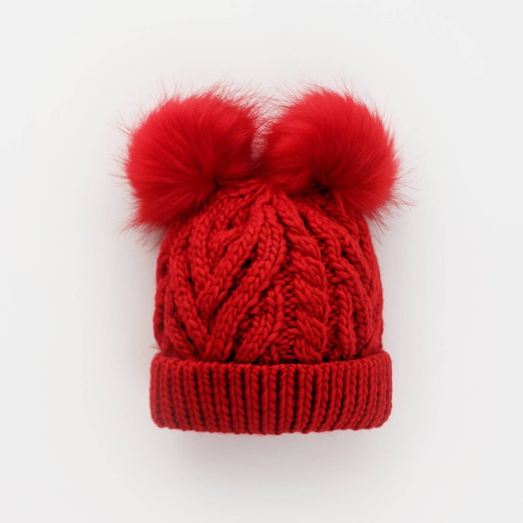 Red Fluffer Beanie Hat Baby & Kids
