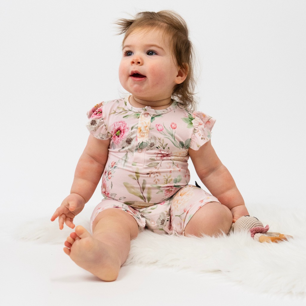 Ruffled Sleeves Shortall Romper