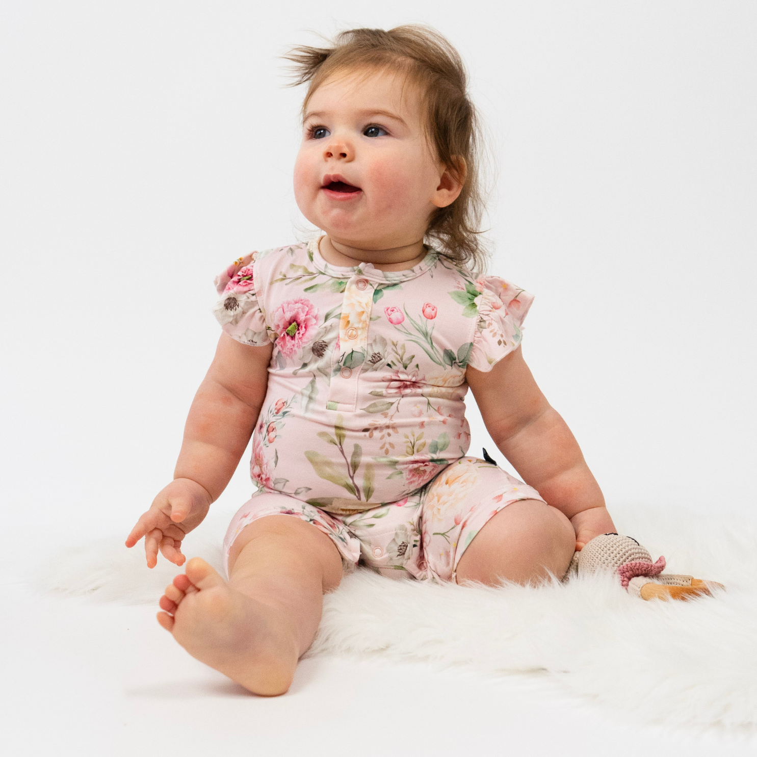Ruffled Sleeves Shortall Romper