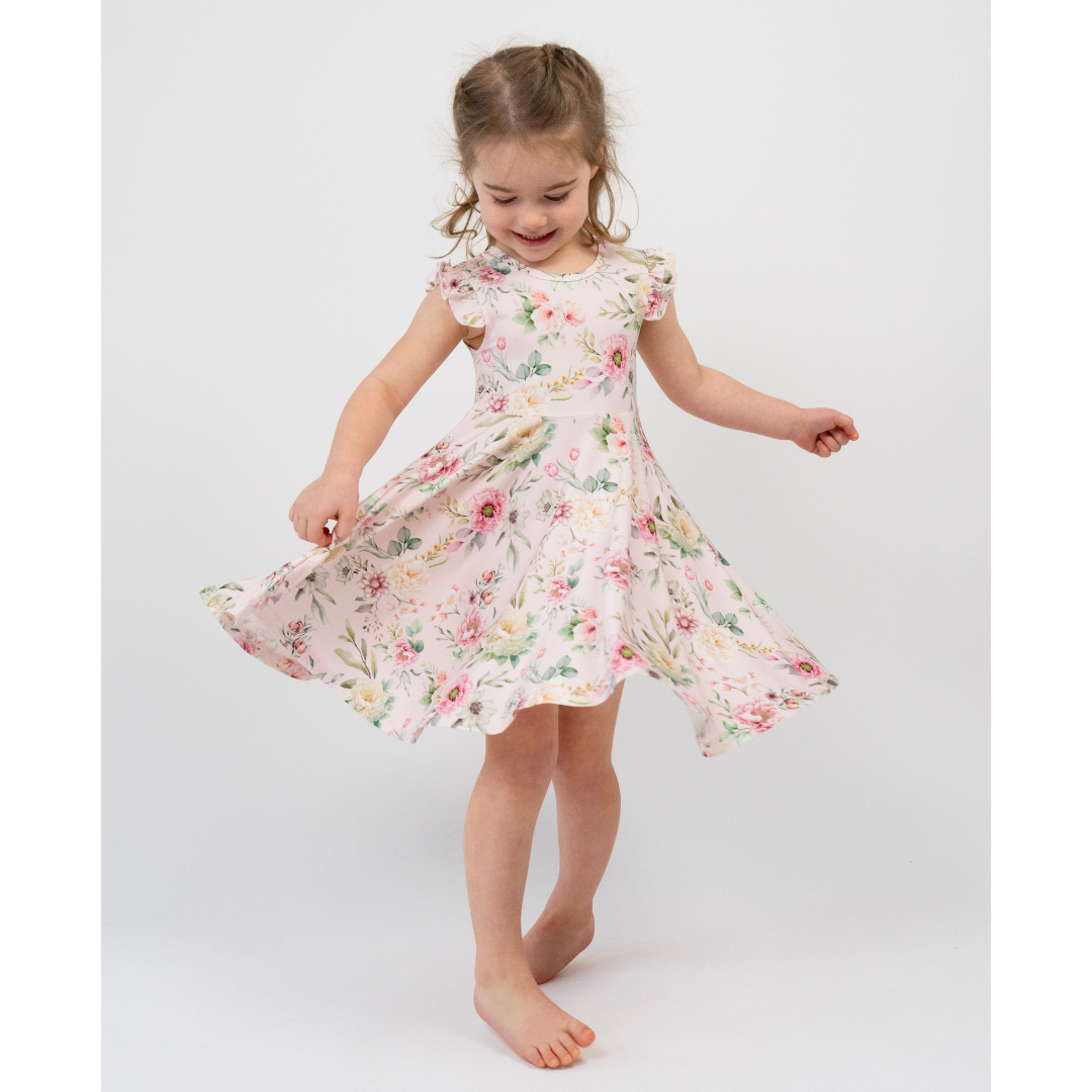 Ruffled Sleeves Twirl Dress