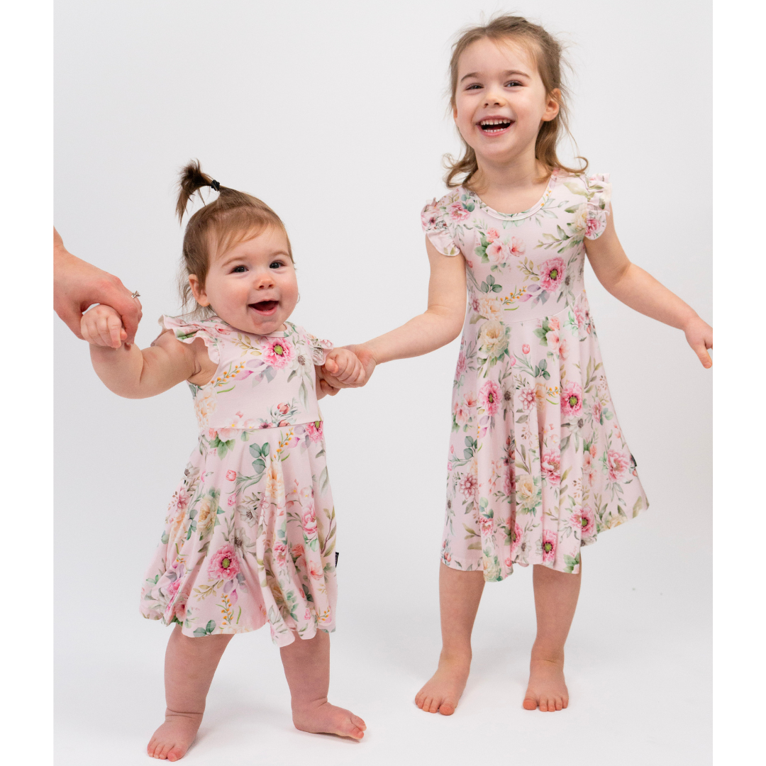 Ruffled Sleeves Twirl Dress