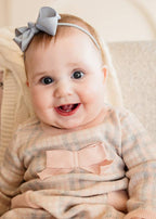 Sophie Bow Checkered Sweater Knit Baby Dress -Organic Cotton