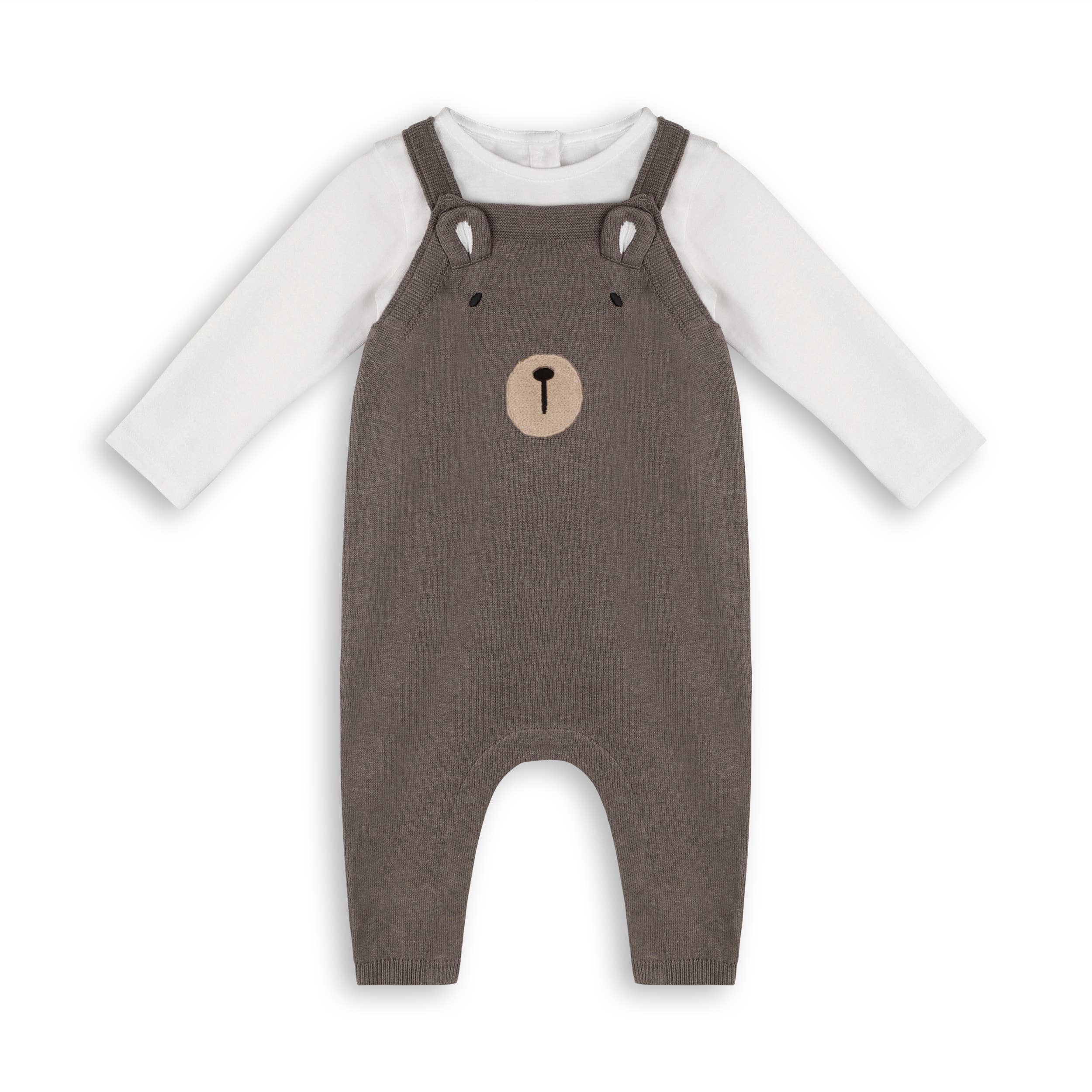 Bear Sweater Knit Baby Overall & Bodysuit Set (Organic)