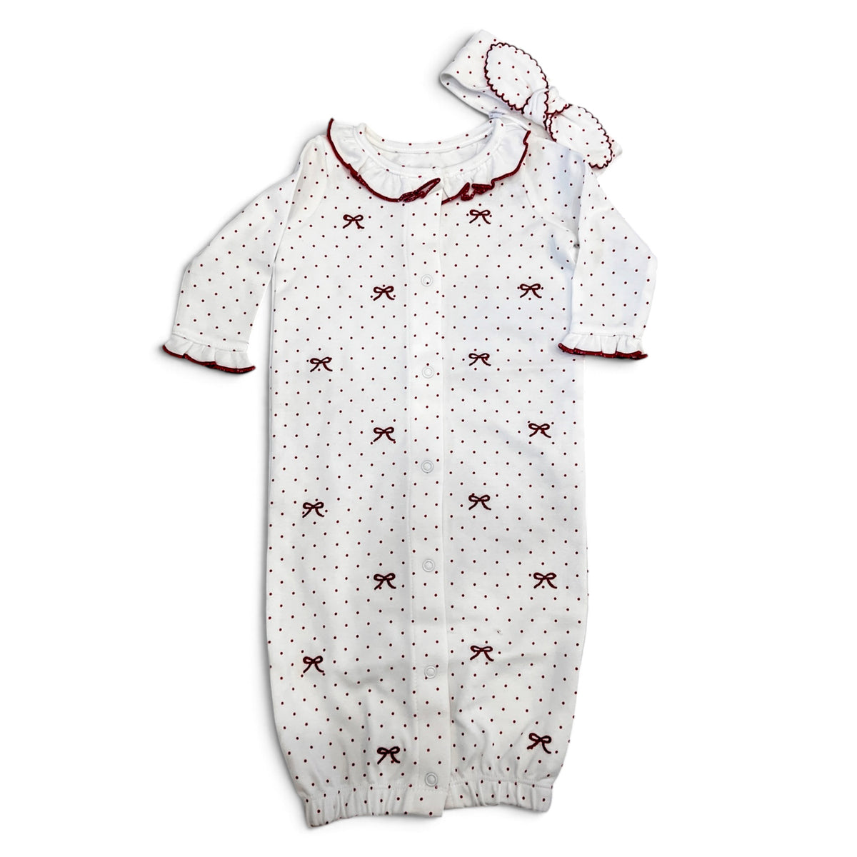 Bow Embroidery Gown & Headband Set