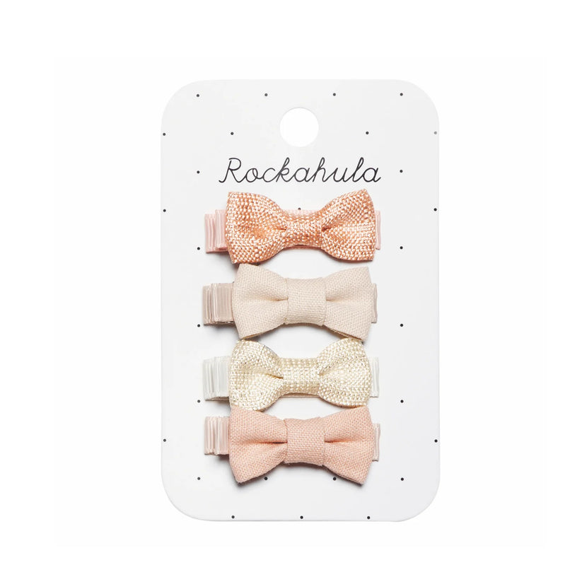 Flora Linen Mini Bow Clips