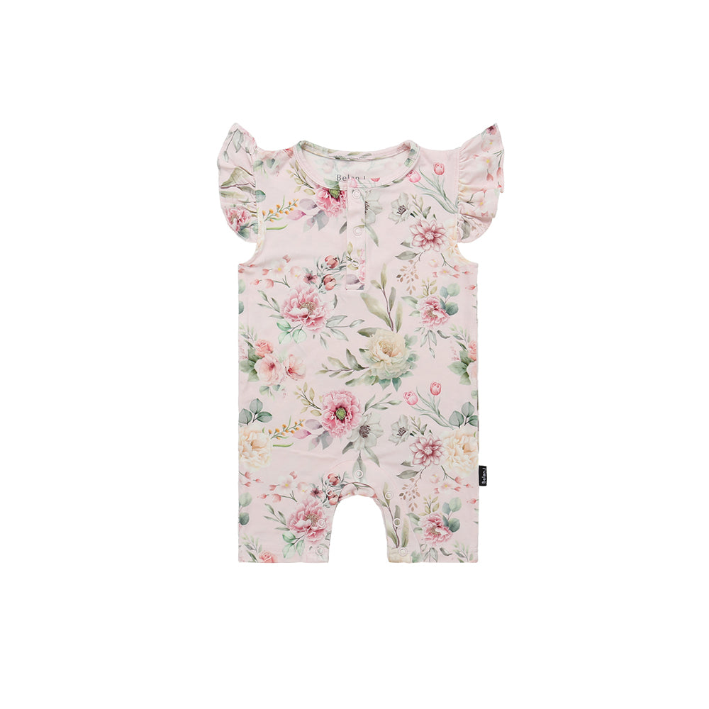 Ruffled Sleeves Shortall Romper