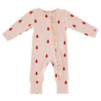 Waffle Knit Cozy Romper With Ruffles | Trees