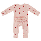 Waffle Knit Cozy Romper With Ruffles | Trees