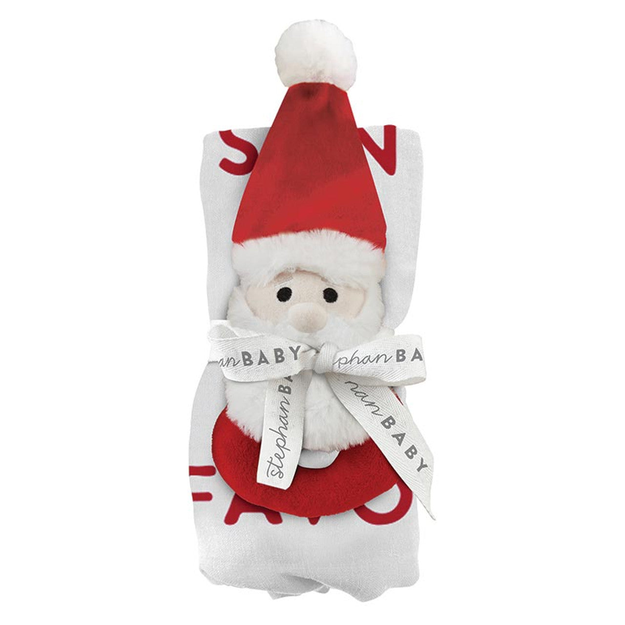 Swaddle Blanket + Plush Santa Rattle | Santa's Favorite