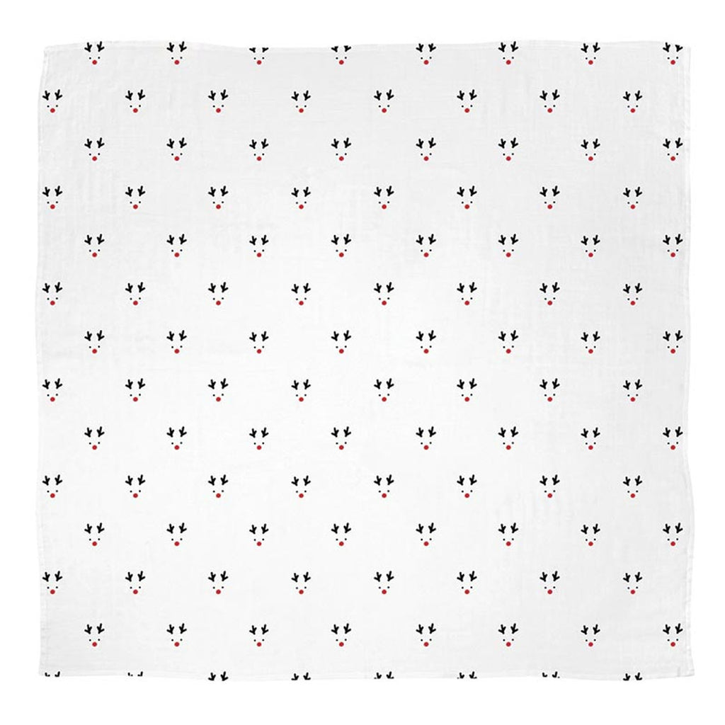 Swaddle Blanket + Plush Reindeer Rattle | Reindeer