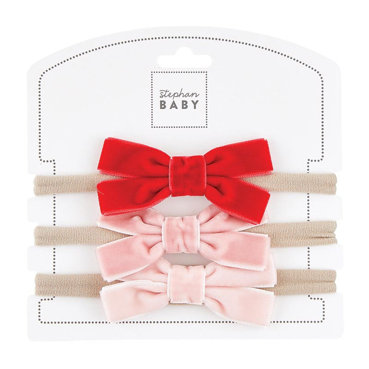Holiday Velvet Bow - Red And Pinks - Set Of 3