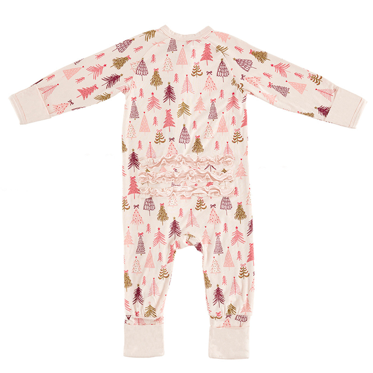 Cozy Romper with Ruffles | Pink Trees