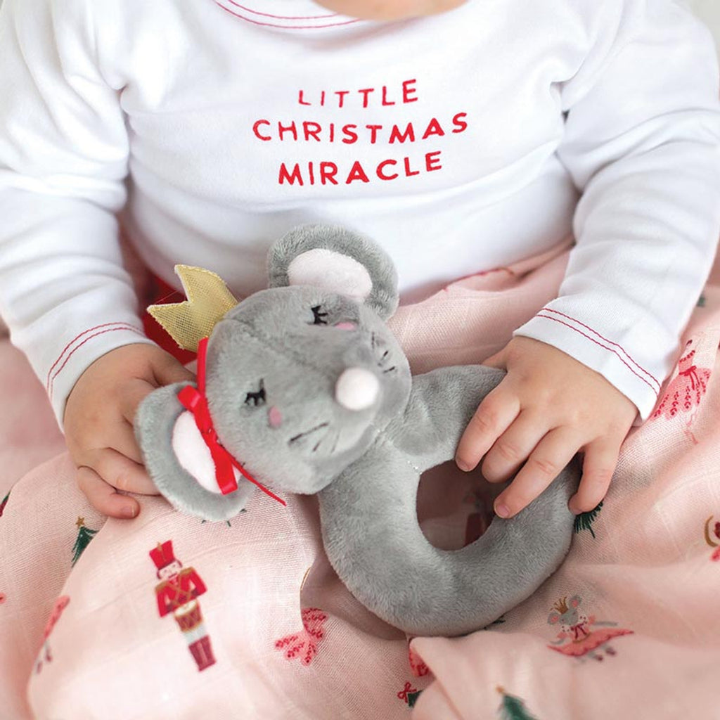 Swaddles with Plush Rattle | Mouse Queen