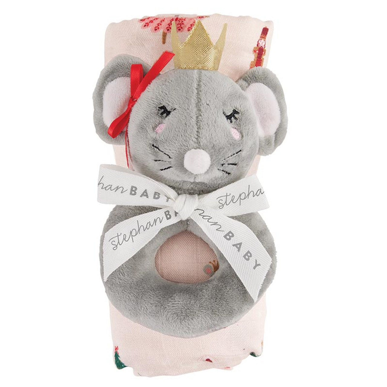 Swaddles with Plush Rattle | Mouse Queen