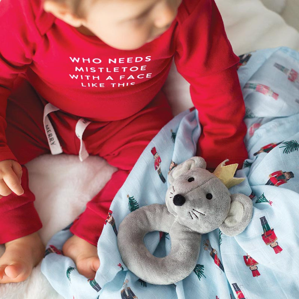 Swaddles with Plush Rattle | Mouse King