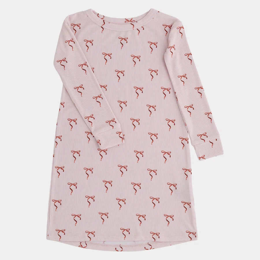 Holiday Bows Long Sleeve Shirt Dress