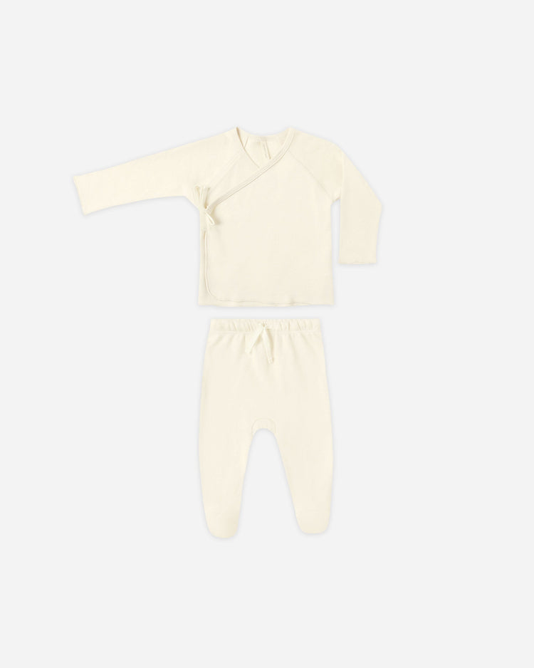 Wrap Top + Footed Pant Set