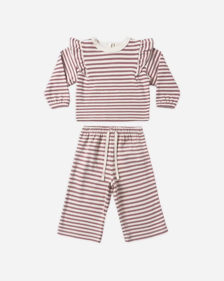 Ruffle Cozy Set Mulberry Stripe