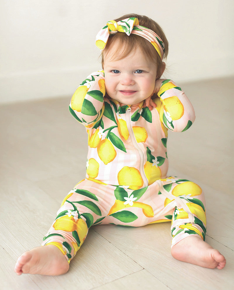 Cozy Romper with Ruffle - Lemons