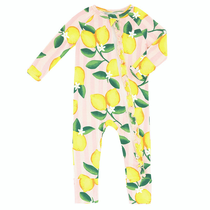 Cozy Romper with Ruffle - Lemons