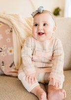 Sophie Bow Checkered Sweater Knit Baby Dress -Organic Cotton