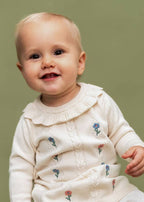 Emma Floral Embroidered Knit Baby Ruffle Dress