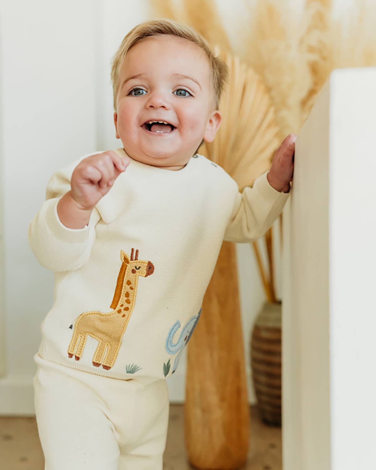 Safari Applique Sweater Knit Baby Pullover Organic