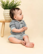 Miles Wave Textured Baby Shirt & Shorts Set (Organic Cotton)