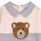 Cuddly Bear Applique Sweater Knit Collar Baby Pullover
