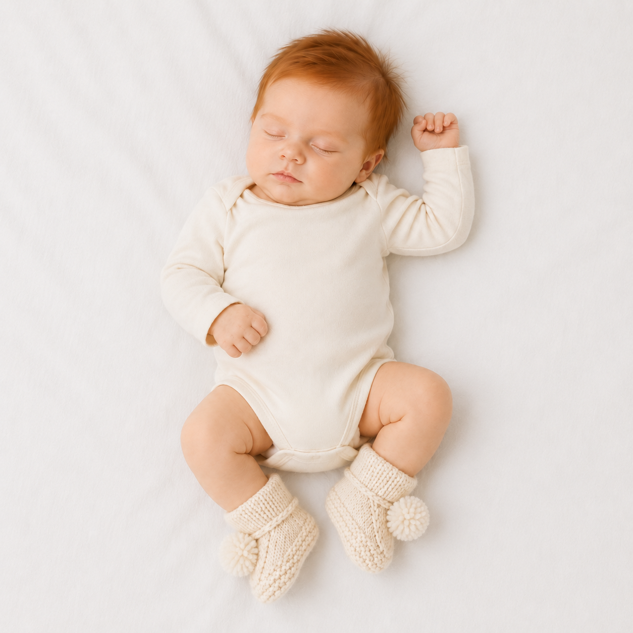 Baby Booties with Pom Poms