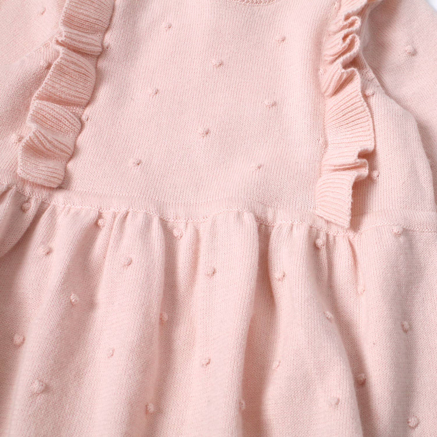 Milan Ruffle Bobble Baby Sweater Knit Dress (Organic Cotton)
