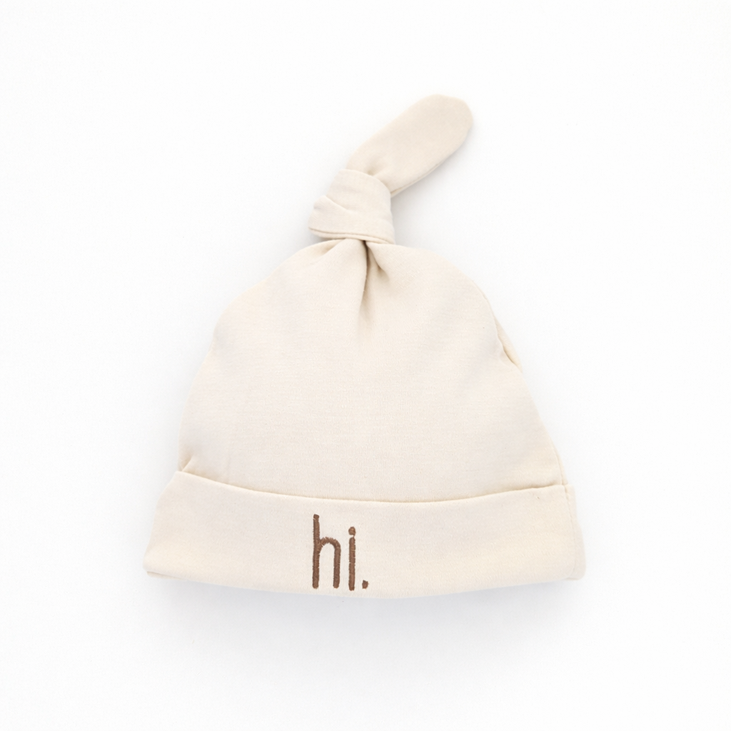 Hi. Embroidered Knotted Baby Hat