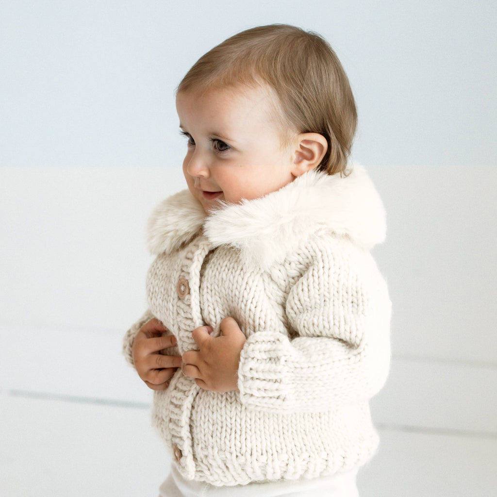 Fur Collar Natural Cardigan Sweater Baby & Toddler