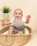 Airplane Stripe Embroidered Baby Knit Romper (Organic)