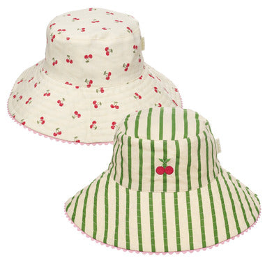 Cherry Kiss Stripy Reversible Sun Hat