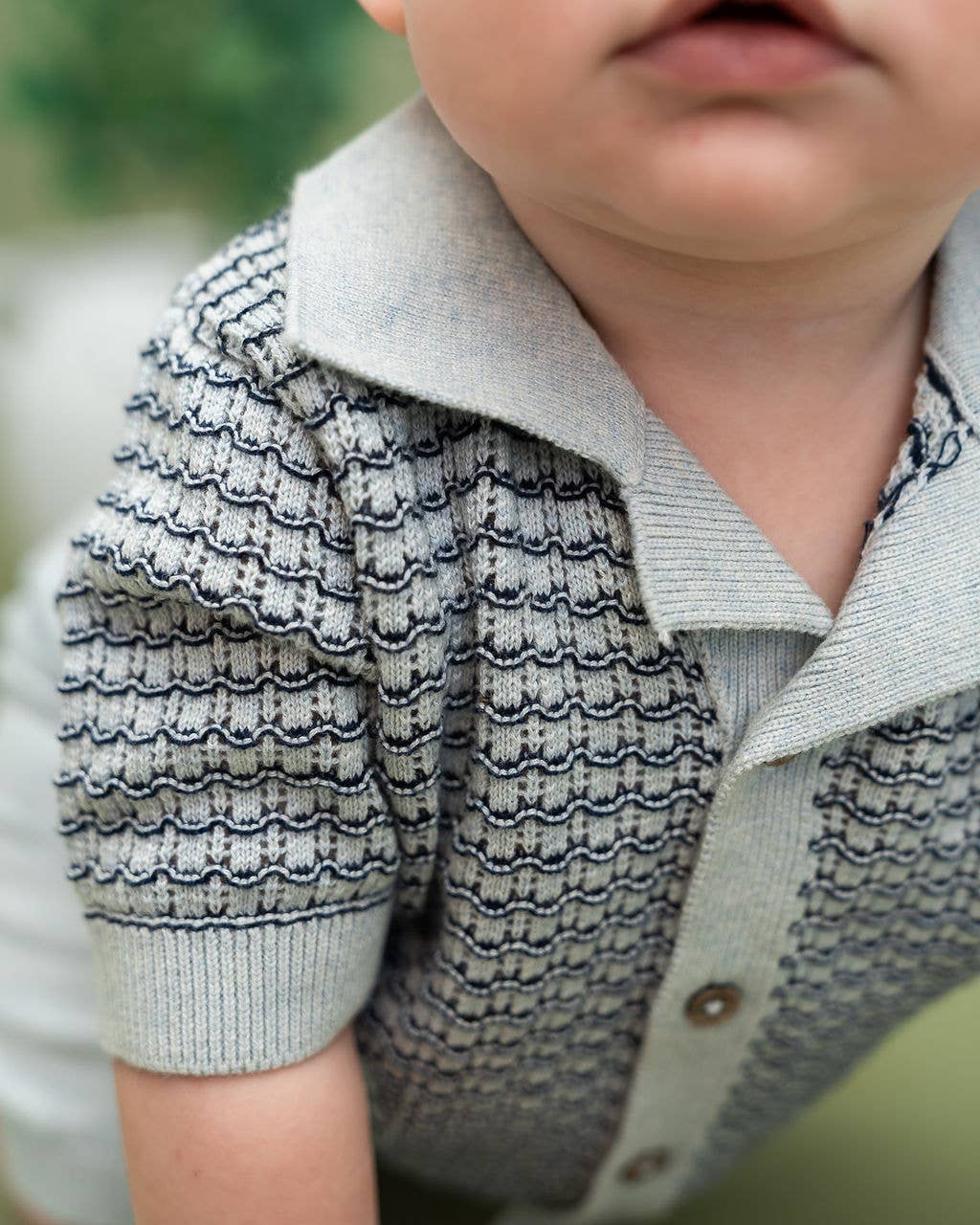 Miles Wave Textured Baby Shirt & Shorts Set (Organic Cotton)
