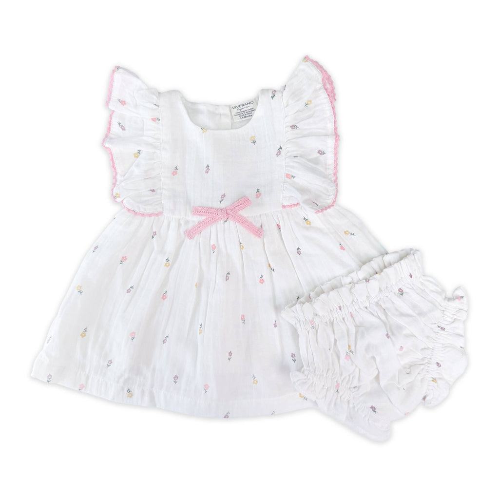 Sylvie Flower Baby Dress + Bloomer (Organic)